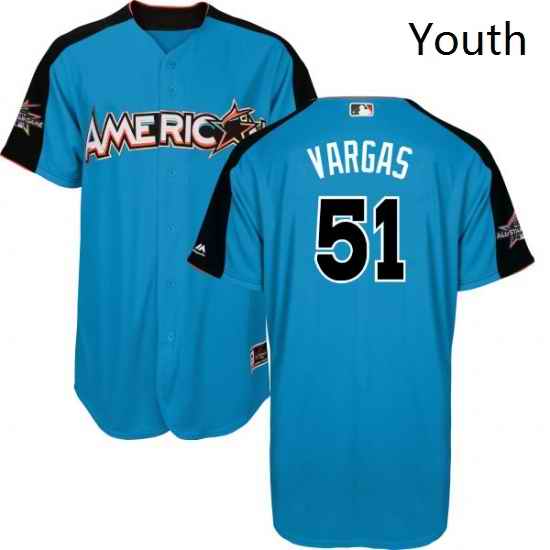 Youth Majestic Kansas City Royals 51 Jason Vargas Authentic Blue American League 2017 MLB All Star MLB Jersey